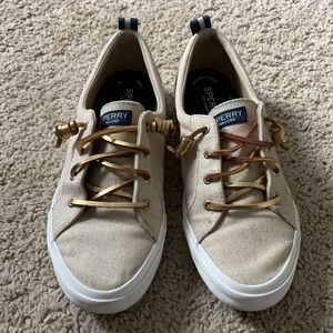 Metallic gold linen Sperry’s, like new